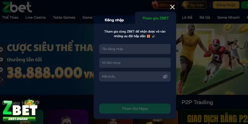Đăng ký Zbet đơn giản